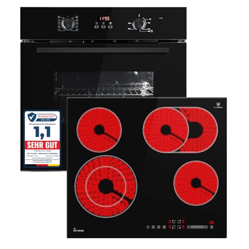 KKT KOLBE | Autarkes Herdset | 60cm Einbaubackofen BO8005FB | 59cm Kochfeld CH5901RL | Grill | Heißluft | Automatik-Timer | Wärmeschutzverglasung | Kindersicherung | Knebelbedienung | SET8005FBCH59RL