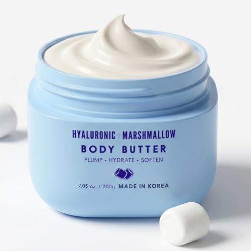 Baere Hyaluronic Acid Body Butter With Marshmallow - Dermatologist Tested Anti Aging Korean Skin Care - Deep Hydration Smoother Plumper Dewy Skin - Vegan Clean Beauty - 7.05 Oz