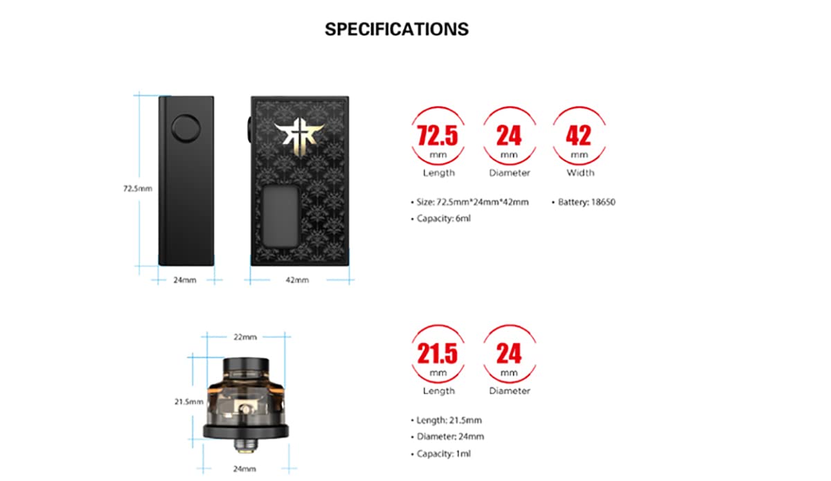 E-leaf, Vandy-Vape Requiem BF Kit alimentado por una sola batera 18650 y  botella Squonk de 6 ml con bobina Clapton fusionada 100% original (batera  no incluida) : Amazon.es: Electrnica