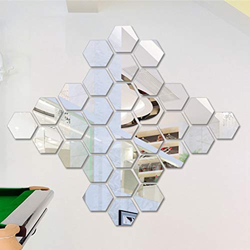 Ajcoflt 12 Peça 3D Hexágono Acrílico Espelho Adesivos de Parede DIY Art Decoração Mural Adesivos Hom