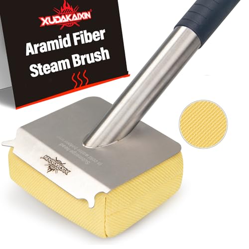 Image of XUDAKAIXIN Grill Brush Bristle Free,BBQ Replaceable Scraper Cleaning Head,Safe Grill Accessories for Cast Iron Grates /Porcelain /Weber Gas /Charcoal Grill,Grill Brush for Outdoor Grill-Yellow