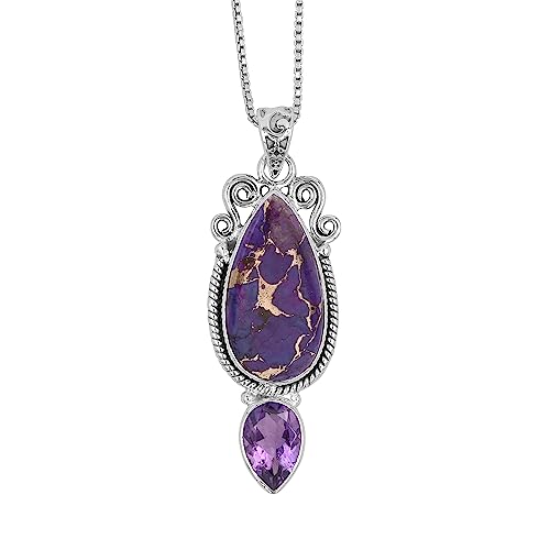 Pendentif améthyste et turquoise en argent sterling pour sublimer votre décolleté