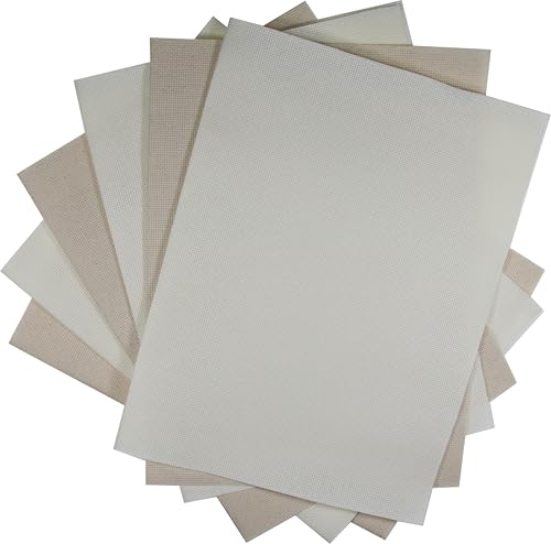 Image of KCS 4 /6 pc of 12 inch x 18 inch 30cmx45cm 16CT Counted Cotton Aida Cloth Cross Stitch Fabric (Antique White+Oatmeal, 6 pc)