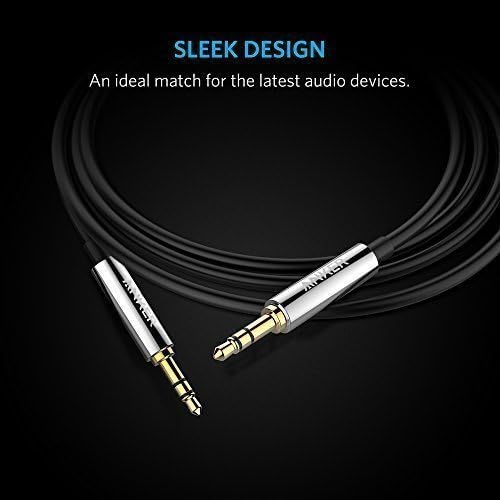 Anker 3.5mm Premium Auxiliary Audio Cable (8ft / 2.4m) AUX Cable for Headphones, iPods, iPhones, iPads, Home/Car Stereos and More (Black)