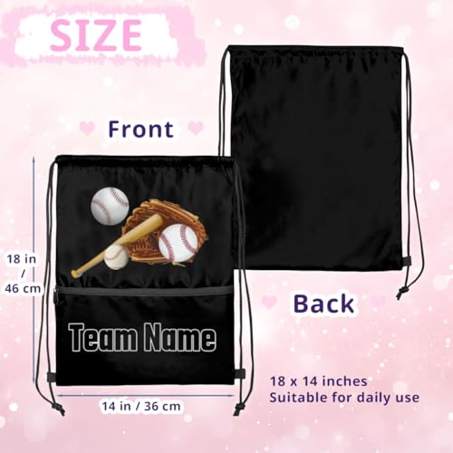 Custom Drawstring Bags Baseball, Customized Your Own Colorful Name Bags Customized Gift Sports Travel Gym Dance Drawstring Bag, Black2