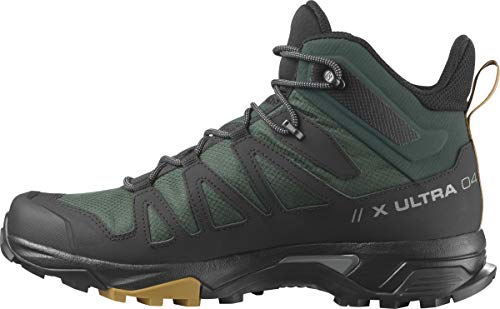 Image of Salomon Men's X Ultra 4 MID GTX Hiking Shoe, Green Gables /Black /Cumin, 8.5