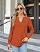 Blooming Jelly Women's Dressy Casual Tops Business Work Blouses Fall Long Sleeve V Neck Shirts 2025(XX-Large,Caramel)