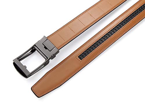Image of Lingli Men's Belt,Ratchet Dress Belt with Automatic Buckle Brown /Black-Trim to Fit-35mm wide