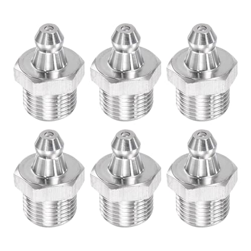 Image of uxcell 6Pcs Metric Stainless Steel Straight Grease Fitting M12 x 1mm Thread Hydraulic Grease Fitting Accessories