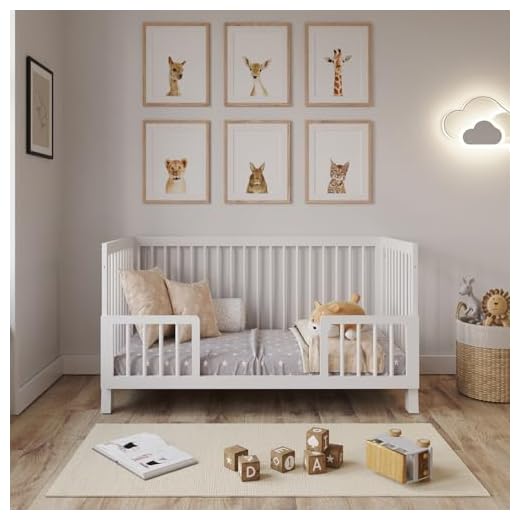 Love For Sleep Lit Bebe Evolutif 140x70cm Transformable avec Barrière de Sécurité Blanc Alex lit evolutif Bebe en Bois Lit évolutif Enfant - Baby Bed, lit Bebe Fille, garçon