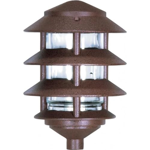 Image of Nuvo Lighting SF76 /633 One Light Three Louver Small Hood 120 Volt Die Cast Aluminum Durable Outdoor Landscape Pathway Lighting, Old Bronze