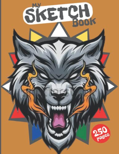 Sketch Book: Wolf themed sketch Book, Soft Cover Blank Sketch Pad Tablet, 8.5” x 11”, 250 pages,...