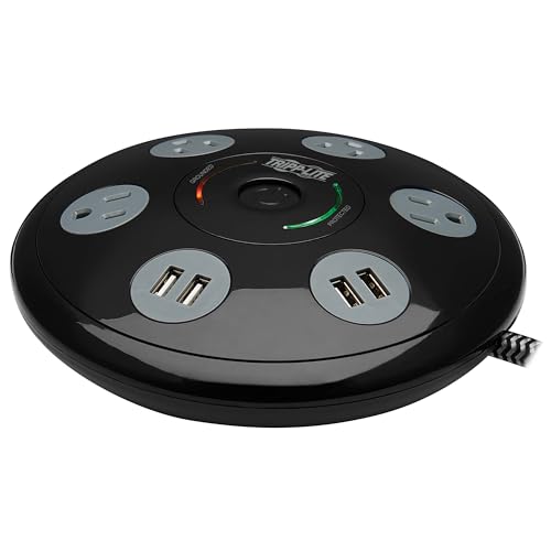 Tripp Lite Conference Surge Protector 4 5-15R 4 USB-A Ports 6ft Cord Black (TLP406USBUFO)
