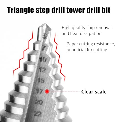 Miniatura 4 de Broca Escalonada, Broca Cónica Hss Titanio 5 35mm Broca Hss Eje Triangular De 10 Mm Broca Conica De 13 Niveles Para Madera, Plástico, Latón, Aluminio, Pvc