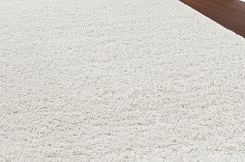 Image of A R Creations Anti Slip Fluffy Fur Plain Area Rug Made with Polyester and Microfiber for Home Office Kitchen Living Room Bedroom and DiningHall (5x7 Feet, White