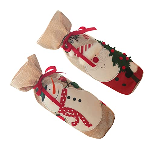 ABOOFAN 2 Piezas Juego De Botellas Navideñas Navidad Día Festivo Árbol Vino Decoración Navideña para El Hogar Decoraciones Navideñas Lino