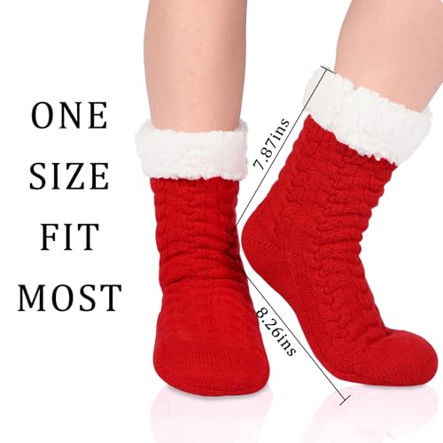 Image of Abodhu Warm Slipper Socks for Women - Fuzzy, Thick, Cozy Sherpa Lined Socks with Non-Slip Bottoms