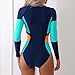 Womens Rash Guard UPF 50+ Long Sleeve Swimsuit Zip Up Built in Bra Surfing Bathing Suit One Piece Swimwear for Ladies