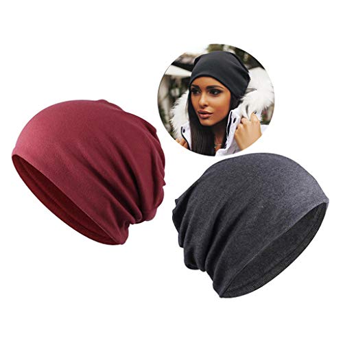 #N/A 2 Peças De Algodão Feminino Masculino Gorro Desleixado Boné De Crânio Boné Casual Verão Boné -