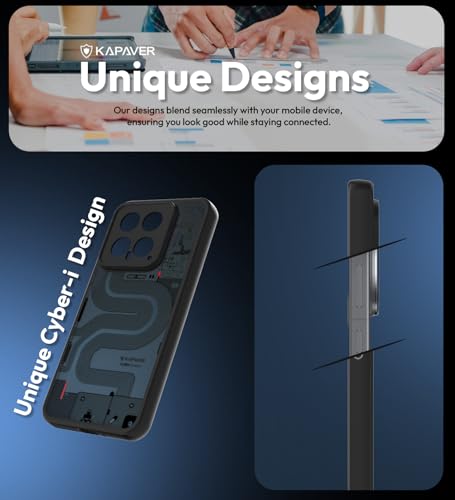 Image of KAPAVER Hybrid Series Back Cover Case Compatible with Xiaomi 14 (PC+TPU) (Cyber-i Black)