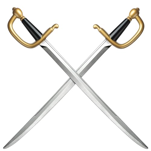 quescu 2pcs Pirate Swords 31 Plastics Toy Sword Medieval Pirate Costume Accessory for Halloween Cosplay LARP Props Role-Play