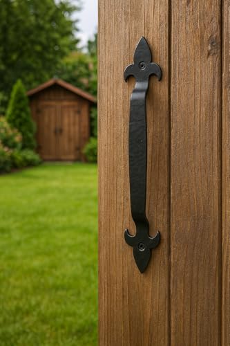 Image of 2-Pack 11 Inch Spear Tip Hammered Barn Door Handle - Black Cast Iron Pull for Sliding Doors, Gates, Sheds, Fences, Closets - Indoor Outdoor Farmhouse Hardware