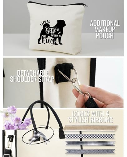 Bolsa Tote de Lona para Mujer con Cierre y Correa miniatura 5