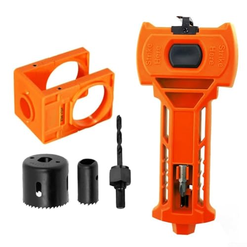 Kit de instalación de cerradura de puerta Plantilla de guía ajustable para puertas de madera Herramienta de mortaja con metal y construcción ABS Rojo (naranja)