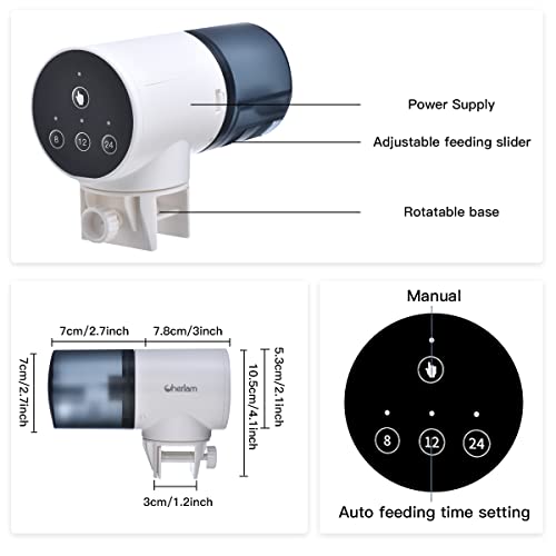 Automatic Fish Feeder, CHERLAM Fish Feeder Automatic Dispenser, 0.05Gal Adjustable Timer Feeder for Aquarium Fish Tank… - Image 4