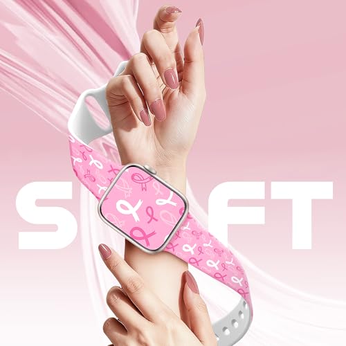 Image of WIPALOR Breast Cancer Watch Band for Apple Watch Bands for Women (42mm Series 3 /2 / 1)44mm 45mm 46mm 49mm, Breast Cancer Awareness Pink Ribbon Bands for Apple Watch Series 11 10 SE 9 8 7 6 5 4 3 Ultra