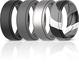 ThunderFit Silicone Wedding Ring for Men (Black, Dark Grey, Grey Camo, Gunmetal, 10.5 - 11 (20.6mm))