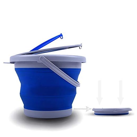 10L Collapsible Plastic Bucket Pail Fishing Bucket Portable Outdoor Travelling Foldable Multipurpose Bait Bucket Container with Aeration Lid Cover for Ventilation with Handle Blue