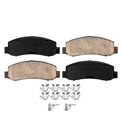 Image of Detroit Axle - Brake Pads for 2005-2012 Ford F-250 F-350 Super Duty, Front and Rear Ceramic Brake Pads w /Hardware 2006 2007 2008 2009 2010 2011 Replacement