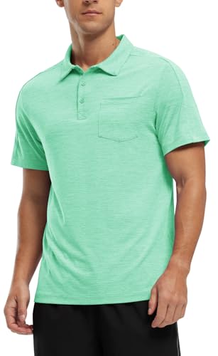 Image of Rdruko Men's Polo Shirts Short Sleeve Quick Dry Outdoor Golf Sports Shirts with Pocket