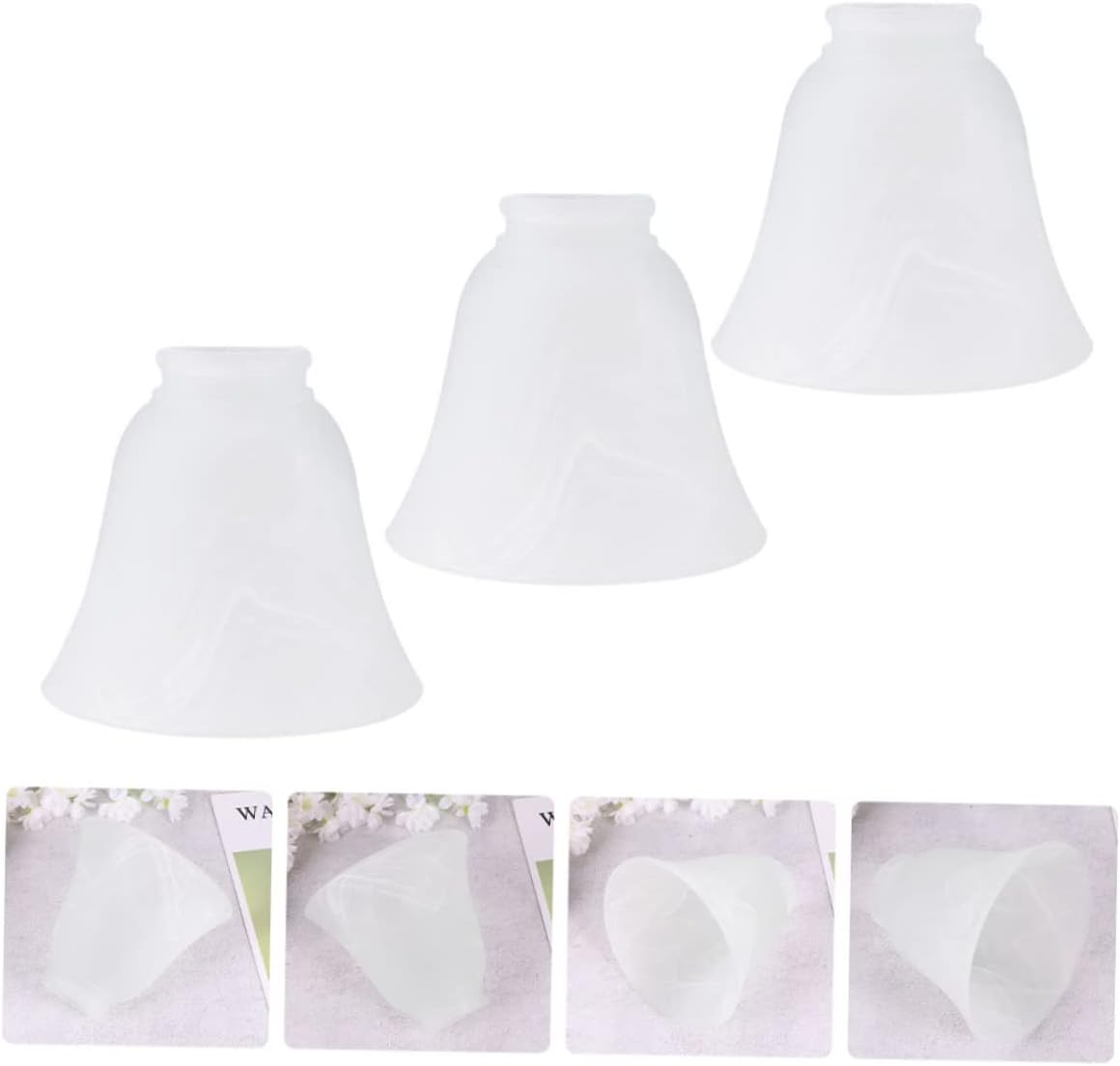 3pcs E27 Frosted Glass Lamp Shade Decorative Light Cover for Chandelier Elegant Lighting Fixture Accessory Suitable for Home Decor