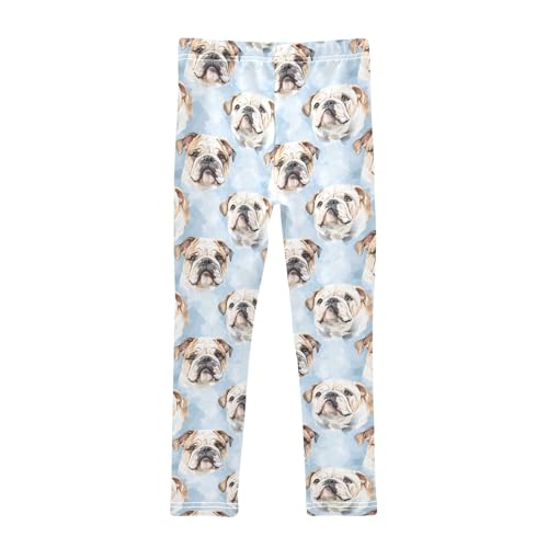 Cute Bulldog Head A Girls Leggings Athletic Pants Tights Stretch Bottom2