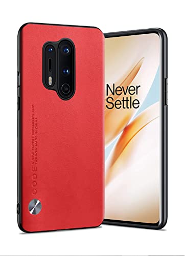Puxssul Funda para OnePlus 8 Pro, Parte Trasera de Piel sintética Premium antiarañazos, Marco de TPU Flexible, Antideslizante y a Prueba de Golpes, Compatible con OnePlus 8 Pro (Rojo)