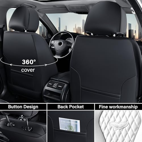 Image of Coverado Seat Covers 2 Pack, Car Seat Covers Front Seats, White Car Seat Cover, Waterproof Car Seat Covers, Car Seat Cushion, Front Leather Seat Protector Fit for Most Cars
