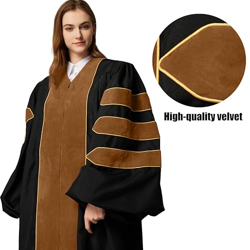 Image of MyGradDay Unisex Deluxe Graduation Doctorate Robe with Gold Piping Available for Customization