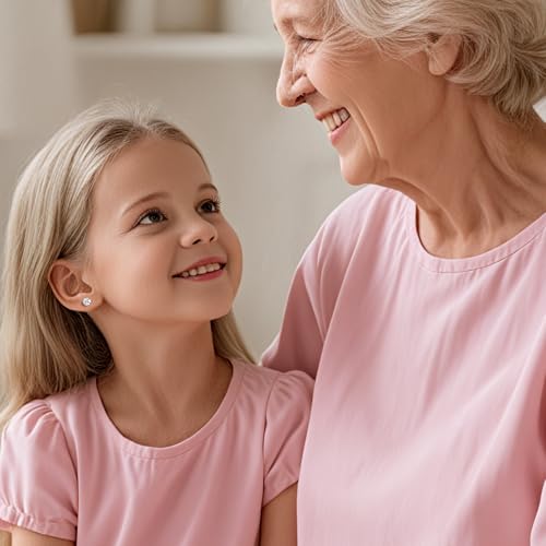 Limerencia G23 Titanium Screw Backs Earrings White Cubic Zirconia Studs 20G Hypoallergenic Piercing Post Studs First Holy Communion Gifts for Girls Sensitive Ears2