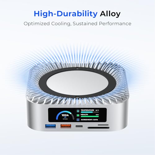 Image of RayCue All-in-One Dock for Mac mini M4 with Smart Displays, NVMe /SATA SSD Enclosure, 4K60Hz HDMI, 10G USB-A /C, 5G USB-A*2, USB-C Charging, SD /TF, Audio - Mac mini M4 HUB &Docking Station(2024)