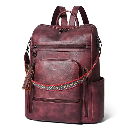 Image of Shrrie Vegan Leather Laptop Backpack for Women 15.6 inch Work Backpack Fashion Travel Backpack Purse for Business College