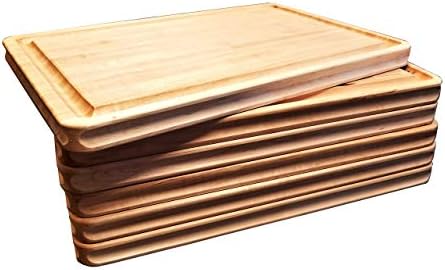 Maple Wood  Cutting Board Edge Grain, Reversible,  with Deep Juice Groove, Carved Inset Handles by Pacific Wood. Handmade In the USA 16 x 12 x 1 Inches