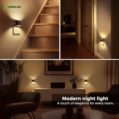Image of L LOHAS LED Night Lights Plug into Wall, 2 Pack Modern Night Lights, Dusk to Dawn Sensor Nightlight,0-100LM Brightness Adjustable, 3000K Soft White