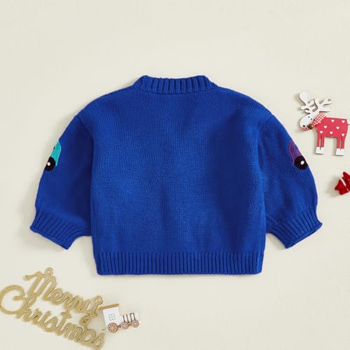 Baby Boy Girl Knit Cardigan Colorful Car Embroidery Long Lantern Sleeve V Neck Button Down Sweater Infant Fall Winter Clothes4