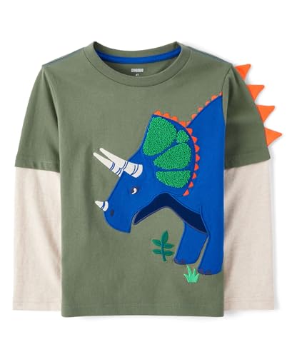 Image of Gymboree Boys and Toddler Embroidered Graphic Long Sleeve Layered T-Shirts
