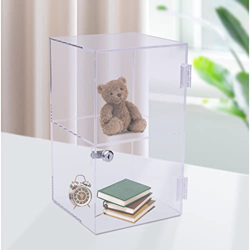 Clear Acrylic Display Case With Lock 2-Shelf Lockable Display Case Countertop Transparent Box Acrylic Display Box For Collectible #TOP5