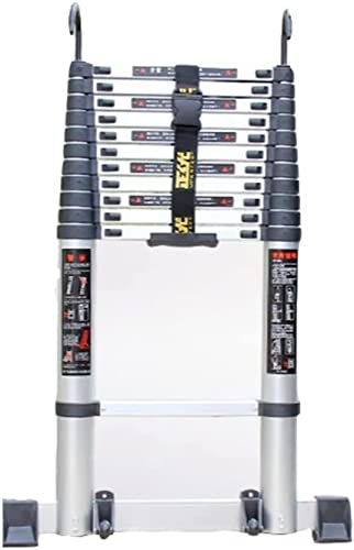 Escalera telescópica con Ganchos, Ajustable y multiposición, para Mantenimiento de Edificios en Exteriores (tamaño: 3,9 m)