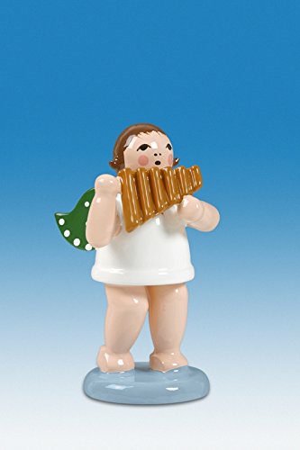 Rudolphs Schatzkiste Holzfigur Engel mit Panflöte und Krone Höhe 6cm...