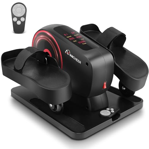 ANCHEER Under Desk Elliptical, Electric Ellipse Leg Exerciser While Sitting for Seniors Adults, Auto/Manual Dual Mode Motorized Foot Pedal Exerciser with Remote Control for Home Office Use